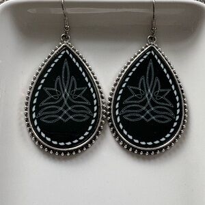 Black and Silver Teardrop Earrings
